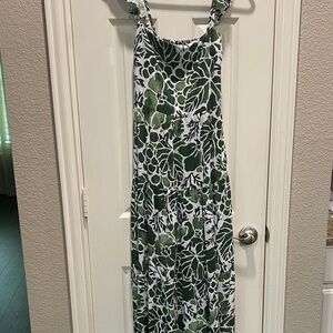 Kenny Flowers Green and White Napa Maxi Dress